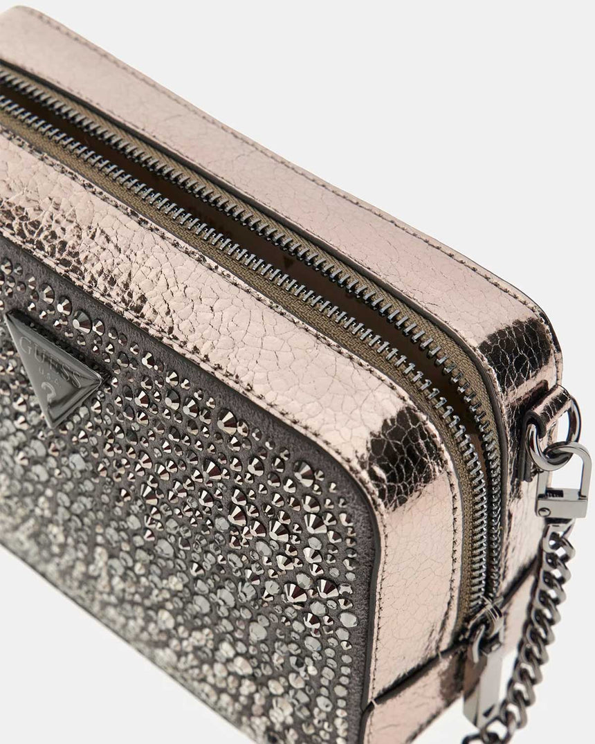 Guess Lua Mini Taşlı Çapraz Askılı Çanta Pewter