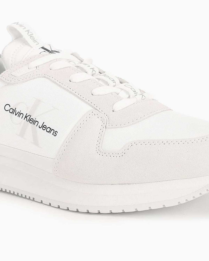 Calvin Klein Runner Sock Lace Up Sneakers Bright White/Eggshell