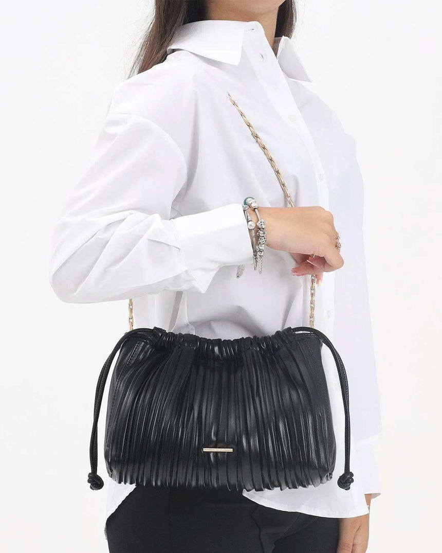 Calvin Klein Plisse Büzgülü Çapraz Askılı Kadın Çanta Black