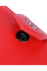 Grande 2 Küçük - 1 Büyük Şeffaf Bölmeli Kadın El Portföyü Kırmızı - Siyah