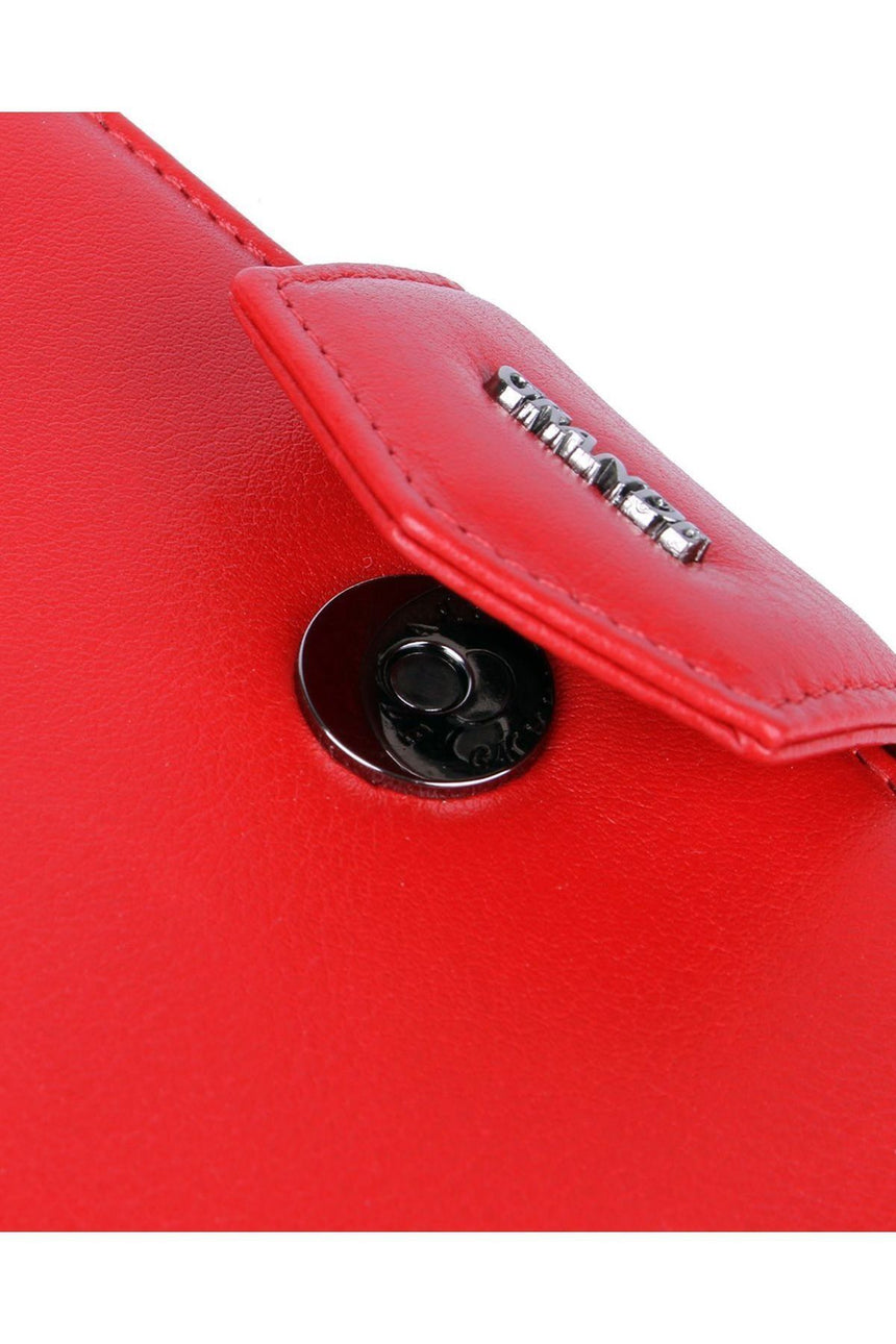 Grande 2 Küçük - 1 Büyük Şeffaf Bölmeli Kadın El Portföyü Kırmızı - Siyah