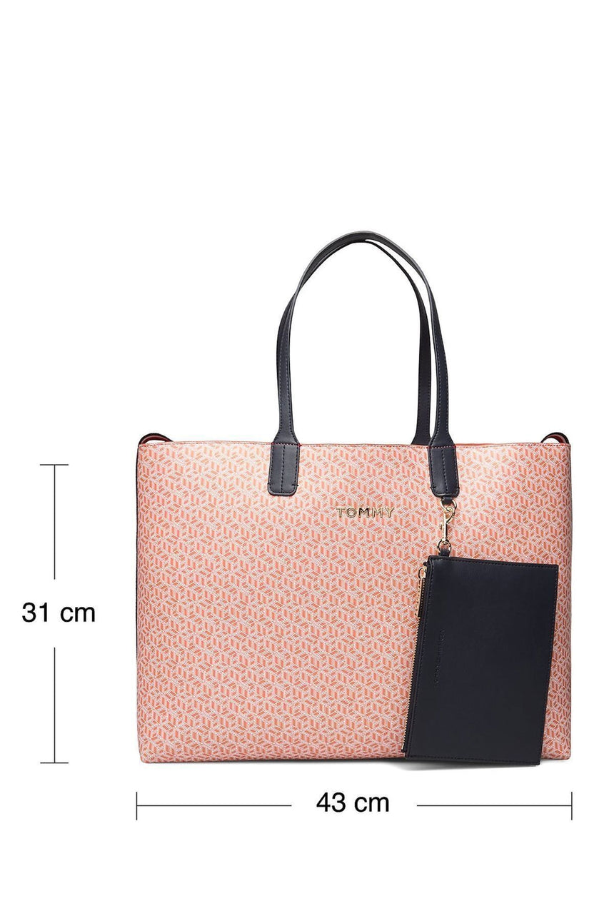 Tommy Hilfiger Iconic Tommy Tote Monogram Kadın Kol Çantası Island Coral