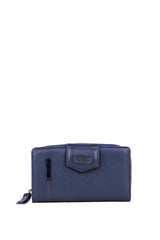 Grande 2 Küçük - 1 Büyük Şeffaf Bölmeli Kadın El Portföyü Lacivert - Kırmızı