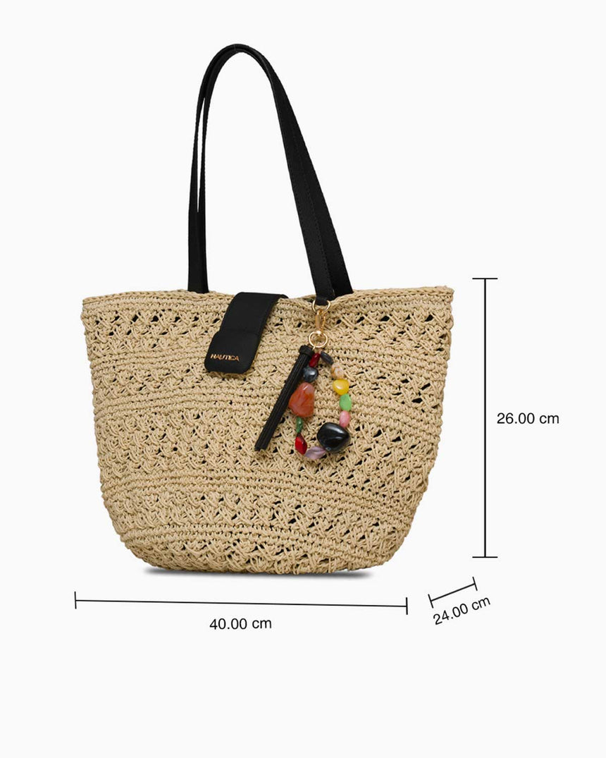 Nautica Taş Detaylı Kadın Plaj Çantası Açık Bej