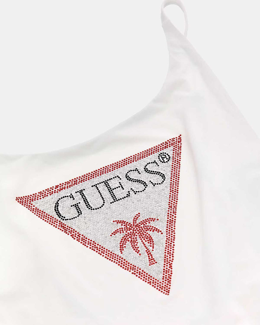 Guess One Piece Rhinestone Mayo Pure White