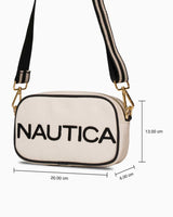 Nautica Logolu Omuz Çantası Bej - Siyah