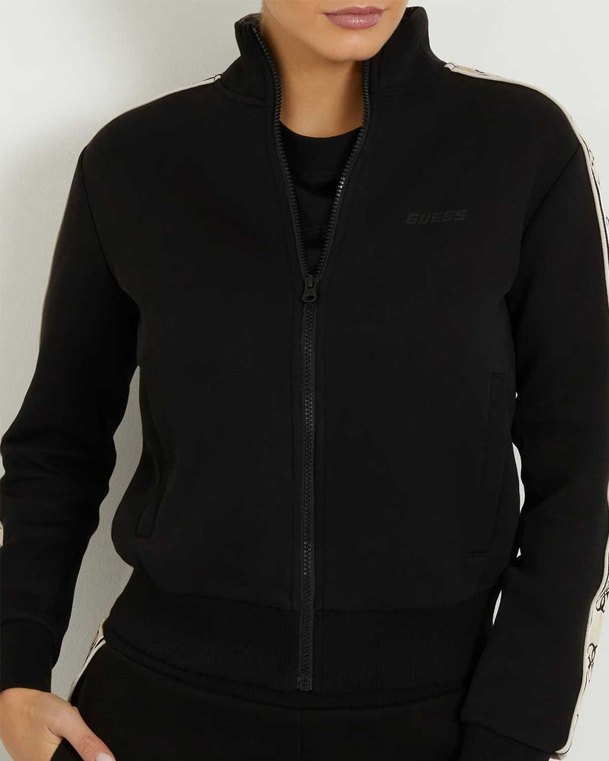 Guess Britney Logo Şeritli Fermuarlı Sweatshirt