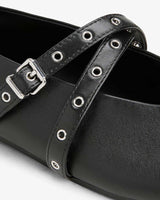 Tommy Hilfiger Baisley Deri MaryJane Kadın Balerin Ayakkabı Black