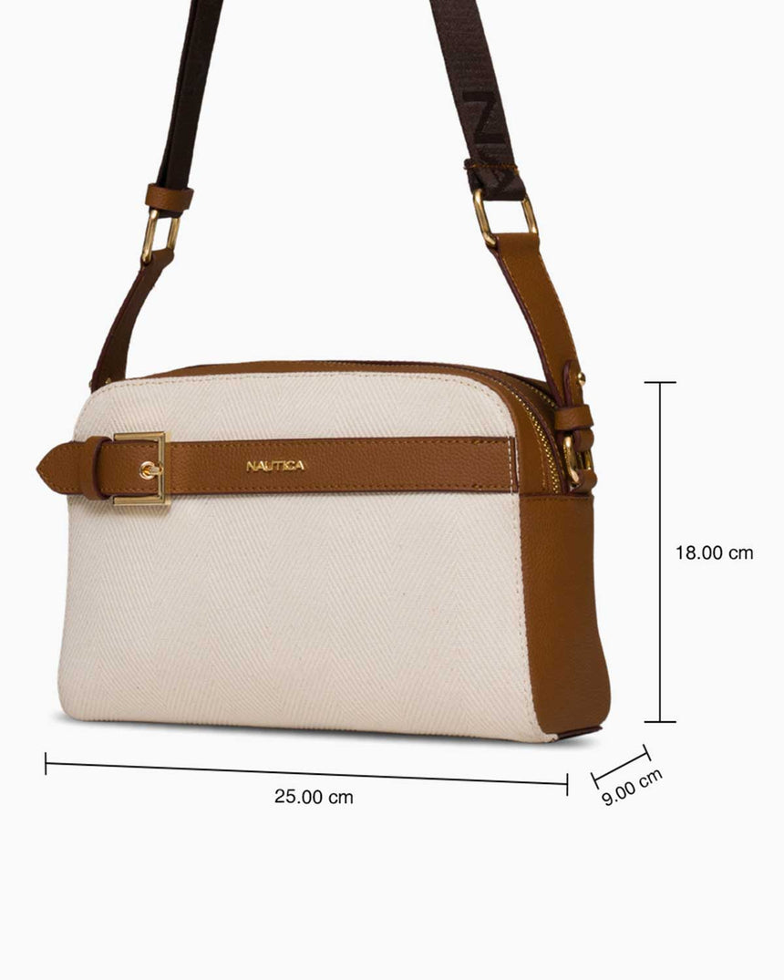 Nautica Logolu Omuz Çantası Bej - Taba