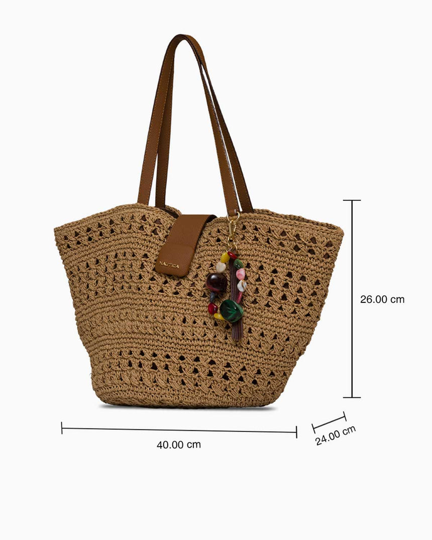 Nautica Taş Detaylı Kadın Plaj Çantası Bej