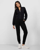 Guess New Allie Logo Şeritli Fermuarlı Sweatshirt Jet Black A996