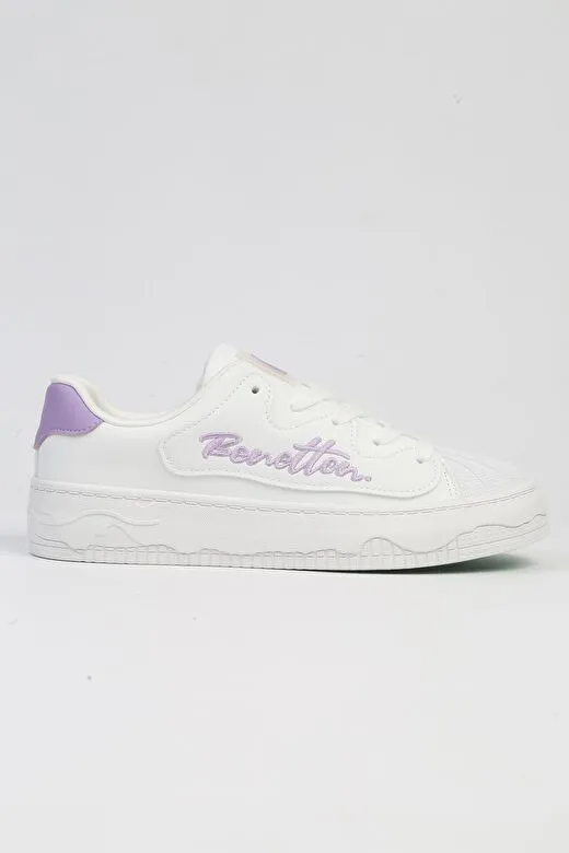 Benetton Platform Topuk Sneakers Beyaz - Pudra