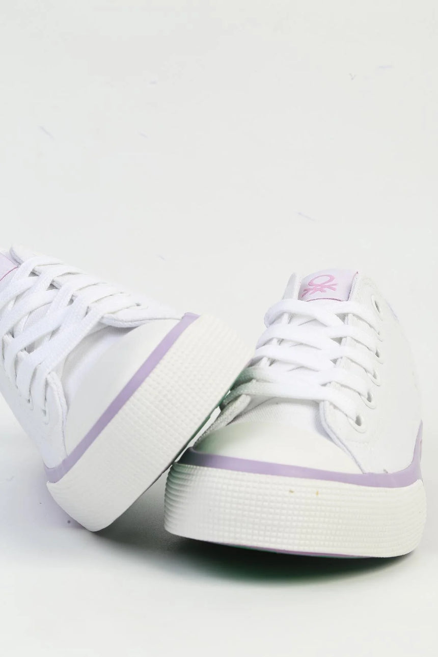 Benetton Bağcıklı Suni Deri Sneakers Beyaz
