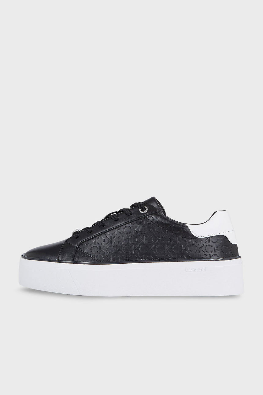 Calvin Klein Deri Platform Lace Up Sneakers Black/White