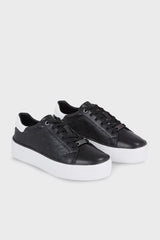 Calvin Klein Deri Platform Lace Up Sneakers Black/White