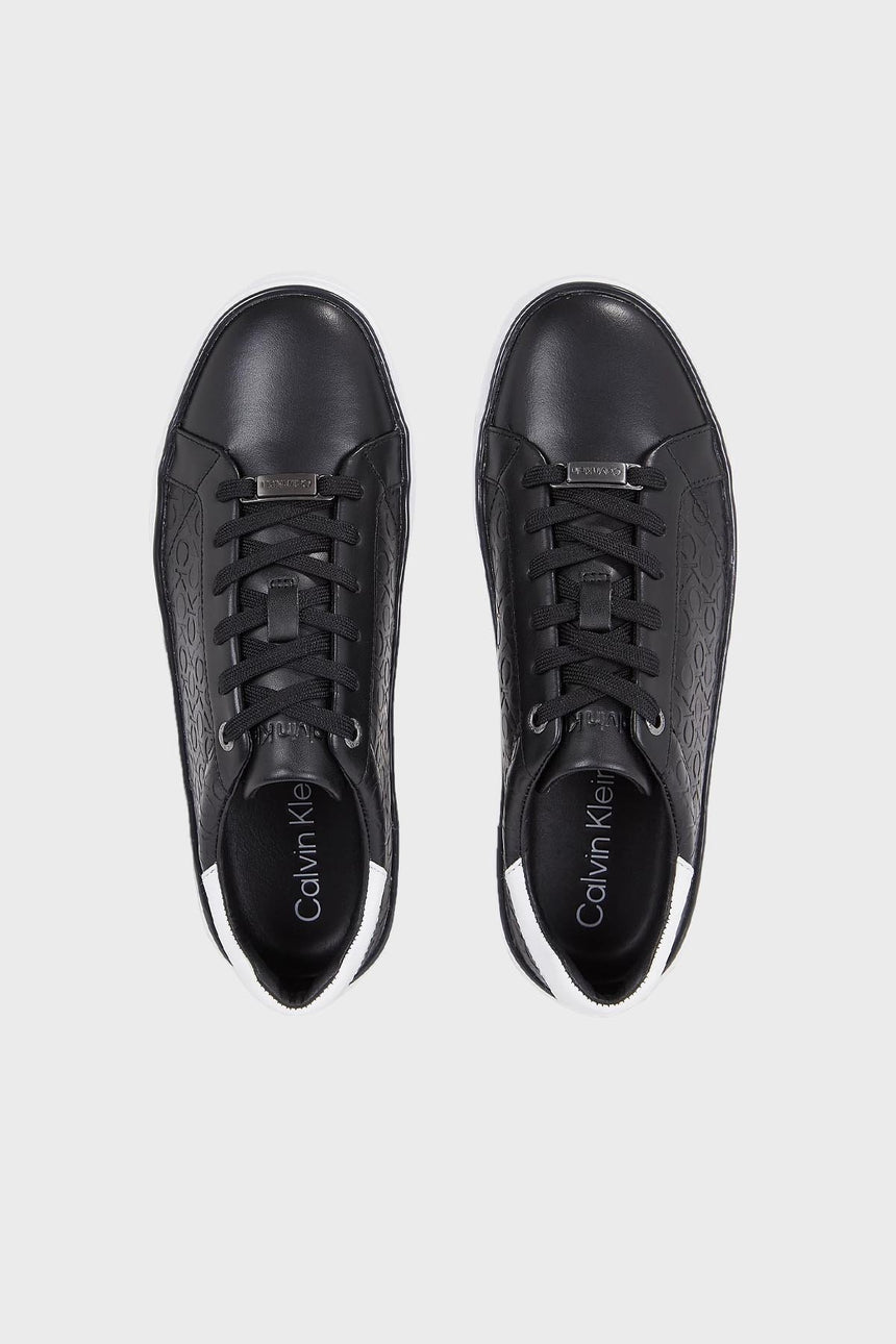 Calvin Klein Deri Platform Lace Up Sneakers Black/White