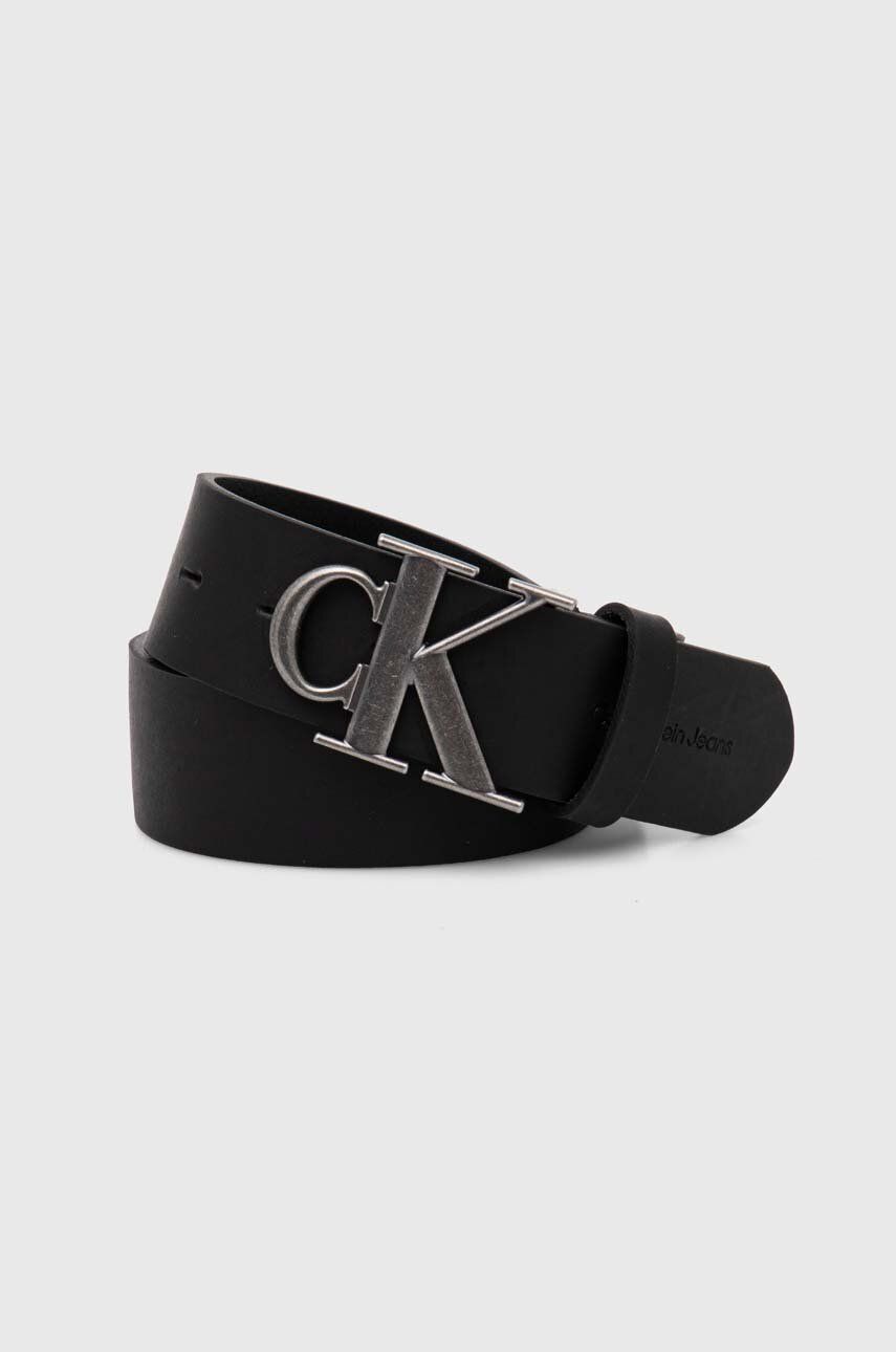 Calvin Klein Round Mono Plaquel Fixed Belt Kemer Black