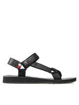 Tommy Hilfiger Erkek Th Strappy Corporate Sandal - Sandalet Black