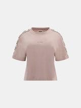 Guess Logo Şeritli Bisiktlet Yaka Tshirt Sandy Peach